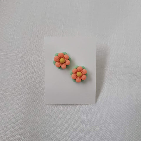 Green/Orange Flower Stud