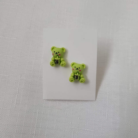 Green Bear Boba Stud