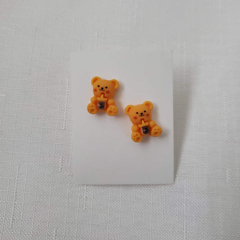 Orange Bear Boba Stud