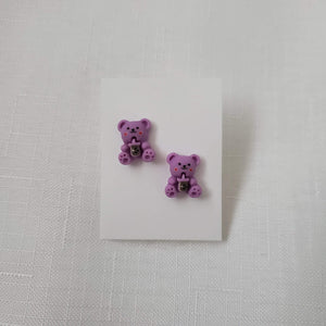 Purple Bear Boba Stud