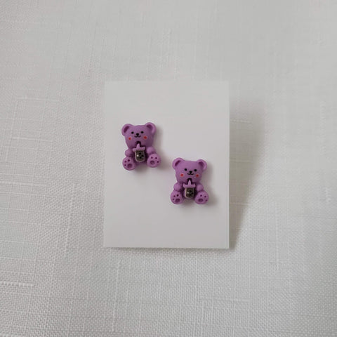 Purple Bear Boba Stud